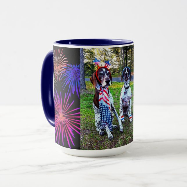 Patriotic Dogs & Fireworks Celebration Combo Mug (Front Left)