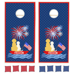Patriotic Dogs Let Freedom Ring Cornhole Set