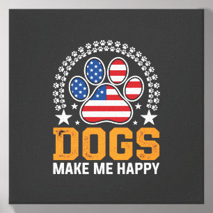 Patriotic Dogs Paw Print Vector Canvas Photo Tile