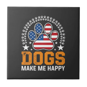 Patriotic Dogs Paw Print Vector Ceramic Tile