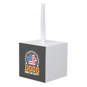 Patriotic Dogs Paw Print Vector Cube Ornament