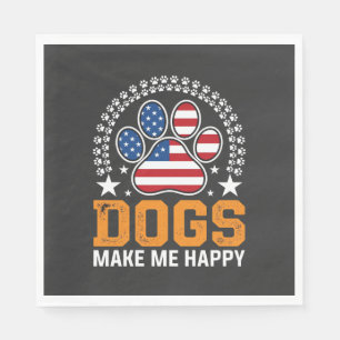Patriotic Dogs Paw Print Vector Napkins