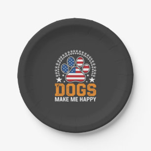 Patriotic Dogs Paw Print Vector Paper Plates