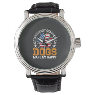Patriotic Dogs Paw Print Vector Watch