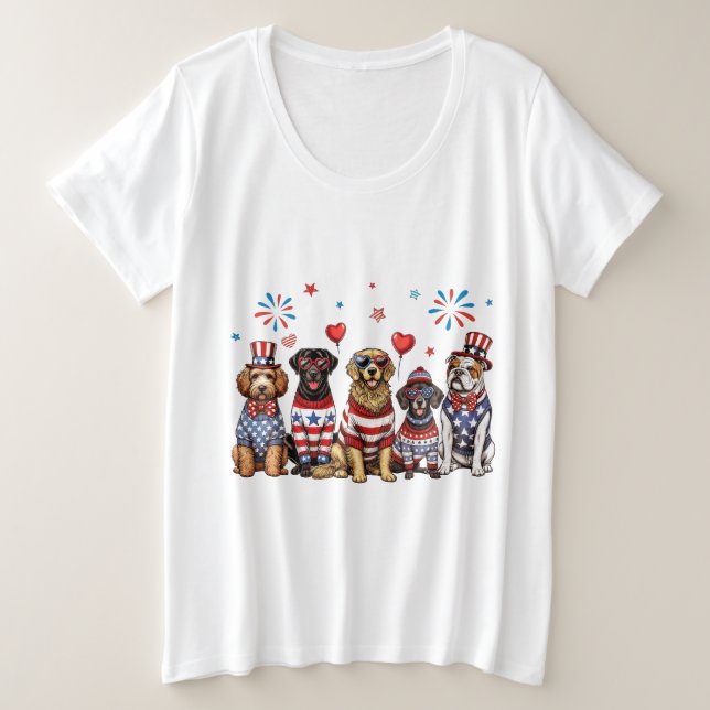 Patriotic Dogs  Plus Size T-Shirt (Design Front)