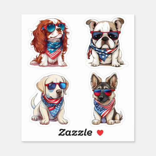 Patriotic Dogs Sticker
