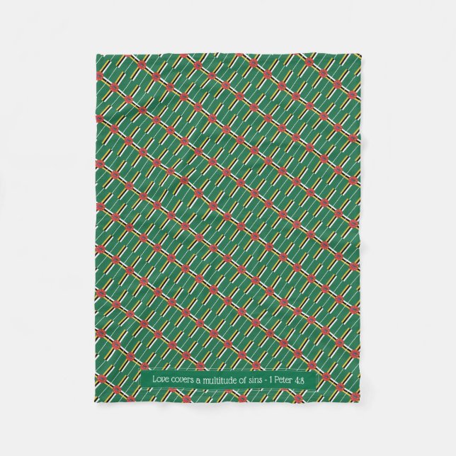 Patriotic DOMINICA FLAG Customizable Scriptur Fleece Blanket (Front)