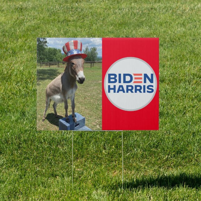 Patriotic Donkey Biden Harris Yard Sign KMCphoto (Insitu)