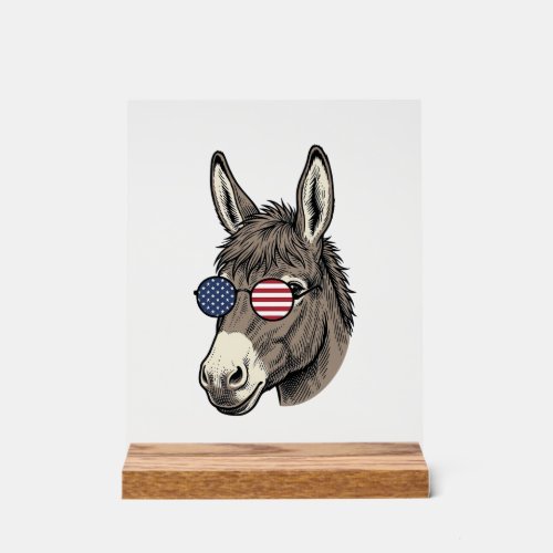 Patriotic Donkey Sunglasses Vintage Shirt Design_1 Acrylic Sign