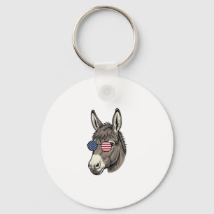 Patriotic Donkey Sunglasses Vintage Shirt Design_1 Keychain