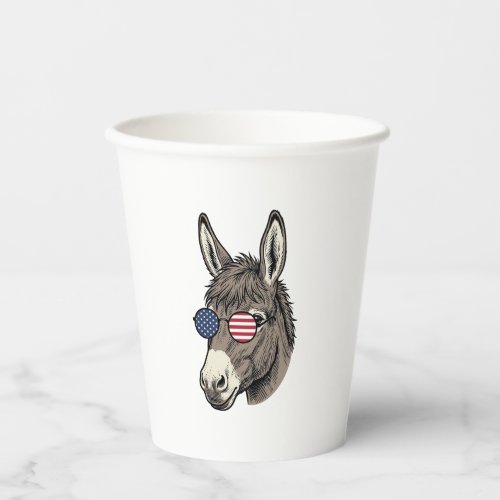 Patriotic Donkey Sunglasses Vintage Shirt Design_1 Paper Cups