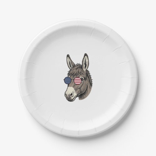 Patriotic Donkey Sunglasses Vintage Shirt Design_1 Paper Plates
