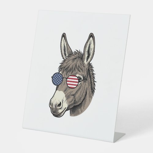 Patriotic Donkey Sunglasses Vintage Shirt Design_1 Pedestal Sign