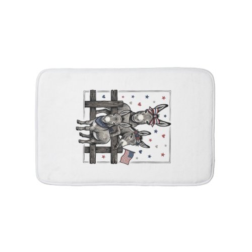 Patriotic Donkeys Vintage 4th of July Shirt Design Bath Mat