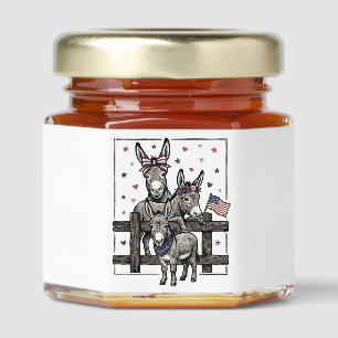 Patriotic Donkeys Vintage 4th of July Shirt Design Honey Jar Favors