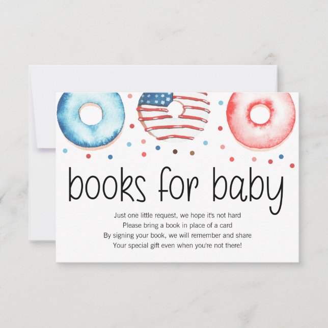 Patriotic Donut Baby Sprinkle Books for Baby Card (Front)