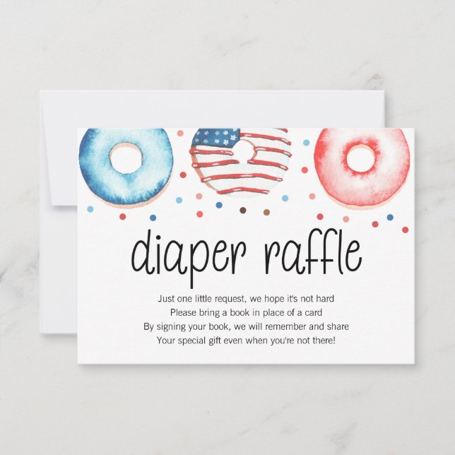 Patriotic Donut Baby Sprinkle Diaper Raffle Card (Front)