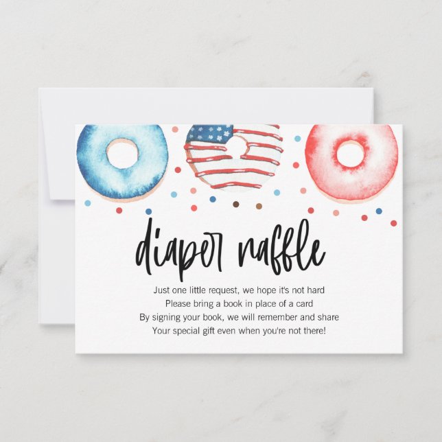 Patriotic Donut Baby Sprinkle Diaper Raffle Card (Front)