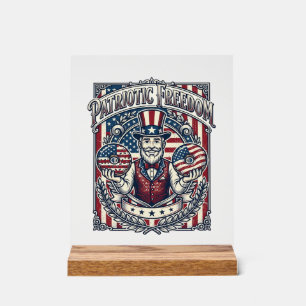Patriotic Donut Lover Vector Graphic Tee_1 Acrylic Sign