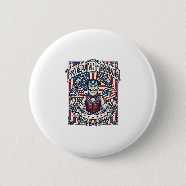 Patriotic Donut Lover Vector Graphic Tee_1 Button (Front)