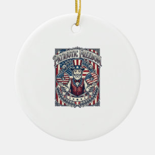 Patriotic Donut Lover Vector Graphic Tee_1 Ceramic Ornament
