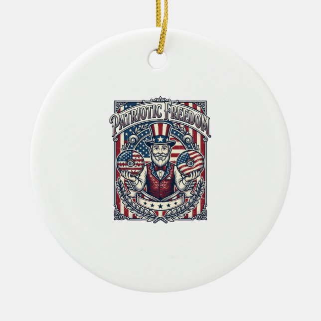 Patriotic Donut Lover Vector Graphic Tee_1 Ceramic Ornament (Front)