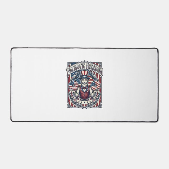 Patriotic Donut Lover Vector Graphic Tee_1 Desk Mat (Front)