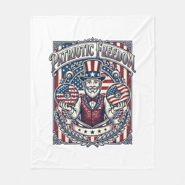 Patriotic Donut Lover Vector Graphic Tee_1 Fleece Blanket (Front)