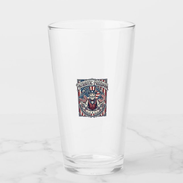 Patriotic Donut Lover Vector Graphic Tee_1 Glass (Front)