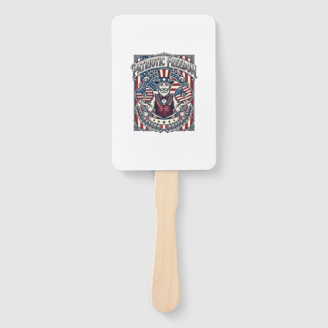 Patriotic Donut Lover Vector Graphic Tee_1 Hand Fan (Front)