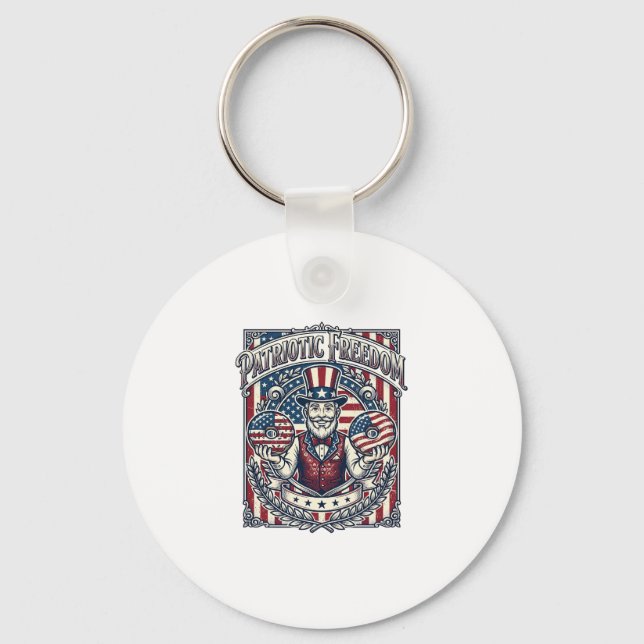 Patriotic Donut Lover Vector Graphic Tee_1 Keychain (Front)