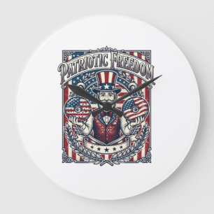 Patriotic Donut Lover Vector Graphic Tee_1 Large Clock