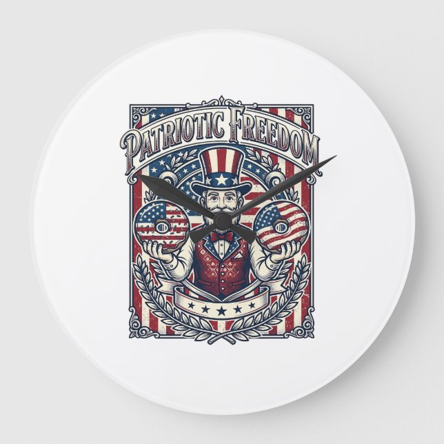 Patriotic Donut Lover Vector Graphic Tee_1 Large Clock (Front)