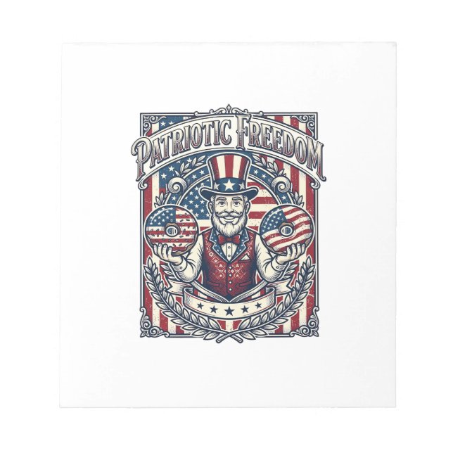 Patriotic Donut Lover Vector Graphic Tee_1 Notepad (Front)