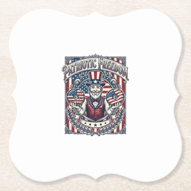 Patriotic Donut Lover Vector Graphic Tee_1 Paper Coaster (Front)