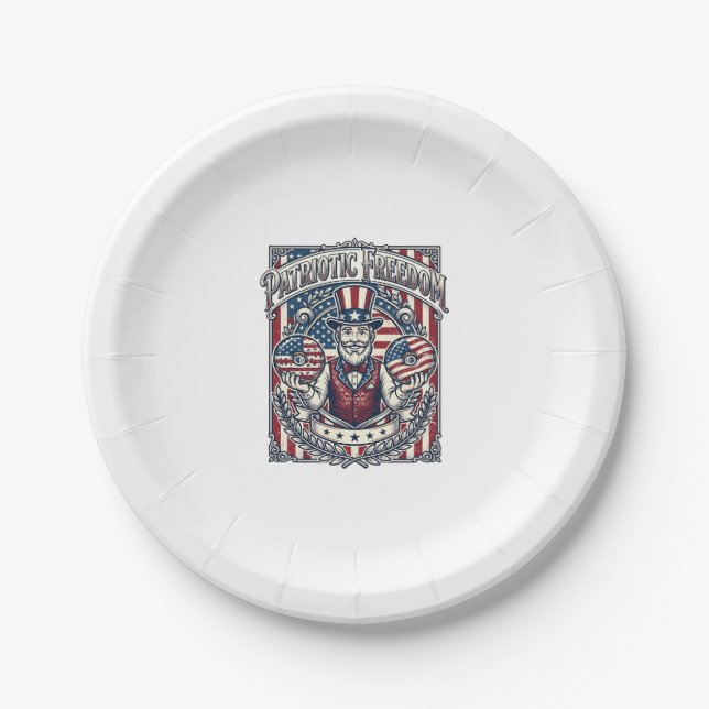 Patriotic Donut Lover Vector Graphic Tee_1 Paper Plates (Front)