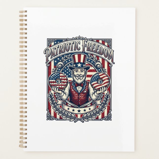 Patriotic Donut Lover Vector Graphic Tee_1 Planner (Front)
