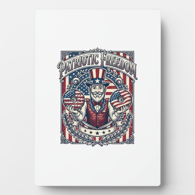 Patriotic Donut Lover Vector Graphic Tee_1 Plaque (Front)