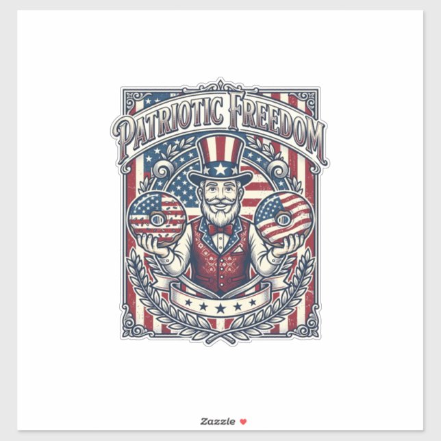 Patriotic Donut Lover Vector Graphic Tee_1 Sticker (Sheet)