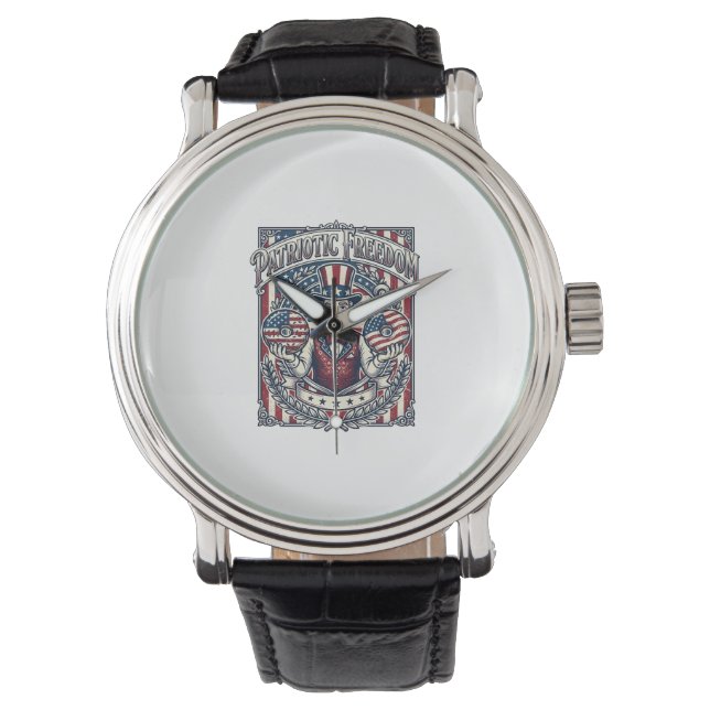 Patriotic Donut Lover Vector Graphic Tee_1 Watch (Front)