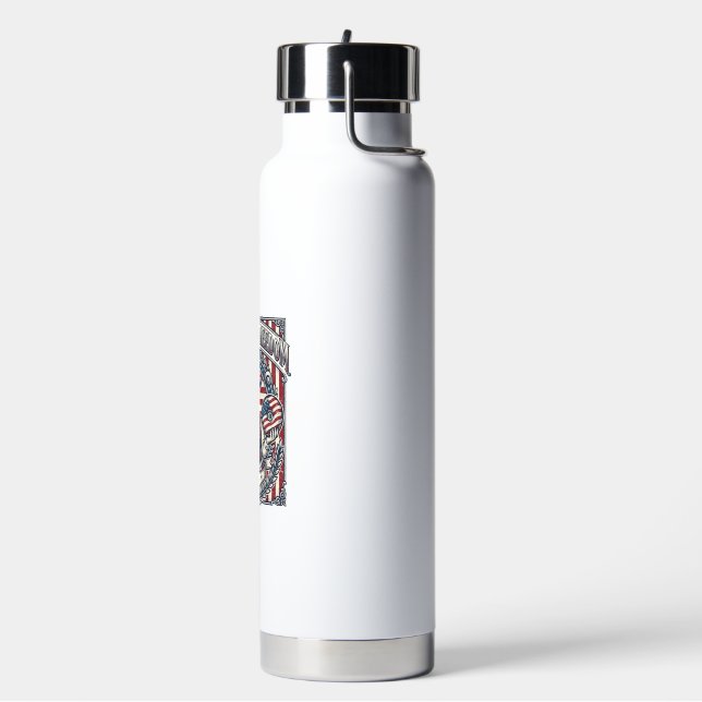 Patriotic Donut Lover Vector Graphic Tee_1 Water Bottle (Left)