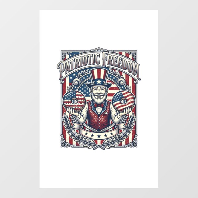 Patriotic Donut Lover Vector Graphic Tee_1 Window Cling (Sheet)