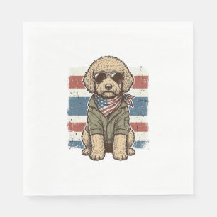 Patriotic Doodle Dog Vintage Engraving Shirt Desig Napkins