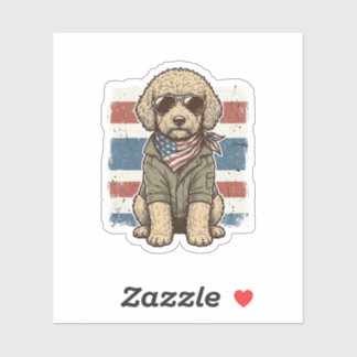 Patriotic Doodle Dog Vintage Engraving Shirt Desig Sticker