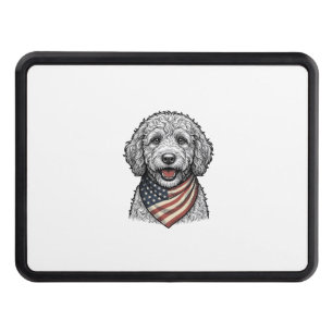 Patriotic Doodle Dog Vintage Engraving Vector Desi Hitch Cover