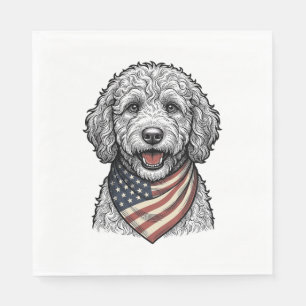 Patriotic Doodle Dog Vintage Engraving Vector Desi Napkins