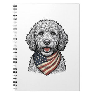 Patriotic Doodle Dog Vintage Engraving Vector Desi Notebook