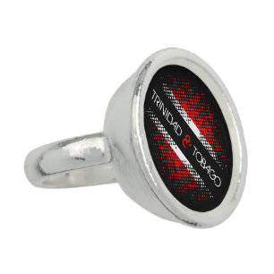 Patriotic Dot Pattern Flag of Trinidad and Tobago Ring