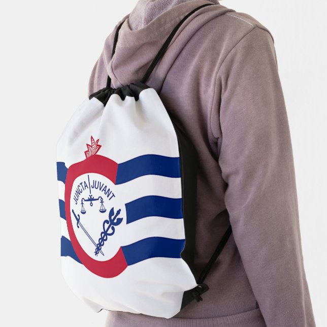 Patriotic drawstring backpack - Flag of Cincinnati (Insitu)