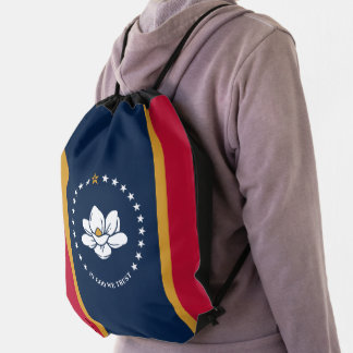 Patriotic drawstring backpack, Flag of Mississippi Bag